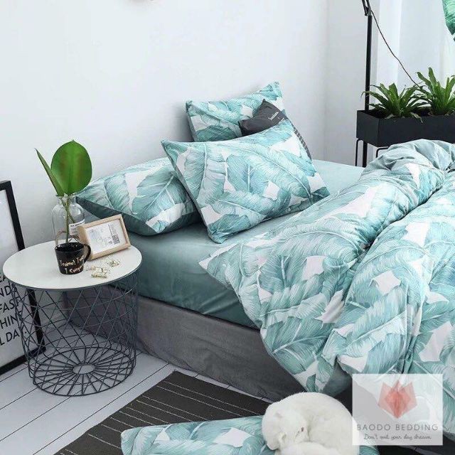 Bộ Lá Rong TÀN TẠ set poly 4 món chăn ga gối họa tiết Hàn [HOT]