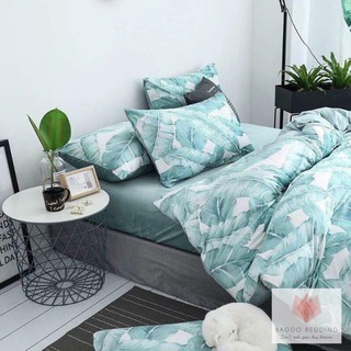 Bộ lá rong tàn tạ set poly 4 món chăn ga gối họa tiết hàn