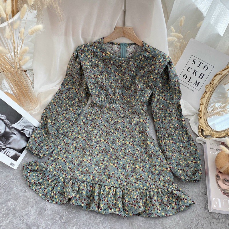 ĐẦM HOA NHÍ CỔ TRÒN CHÂN BÈO KT | BigBuy360 - bigbuy360.vn