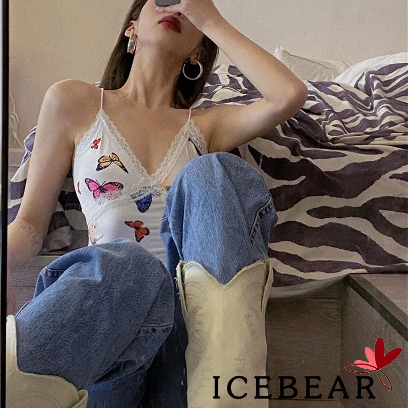 Áo Hai Dây In Hình Bướm Xinh Xắn Cho Nữ