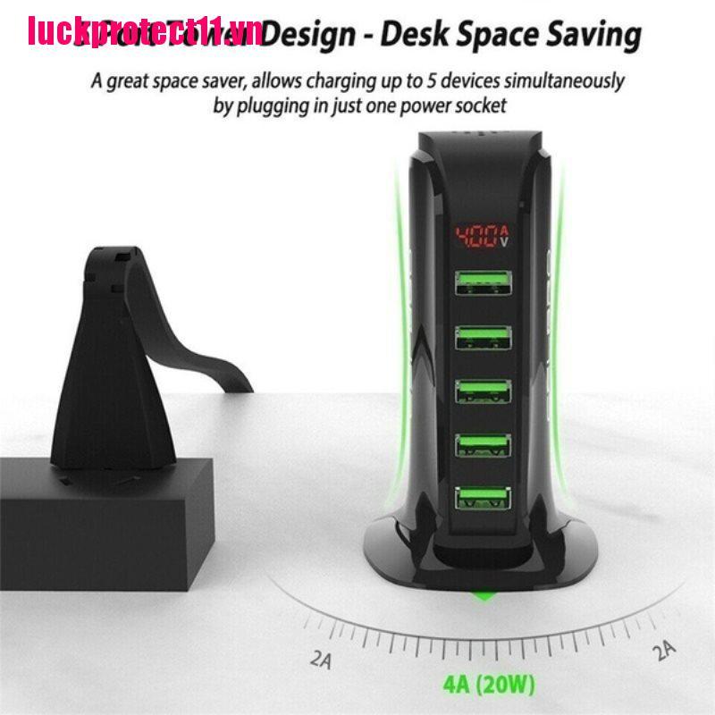 {CCC} 5-port Multi-USB Charging Station Hub Base Smart Digital Display Charger