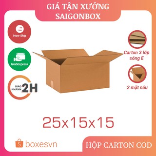 Combo 100 thùng hộp carton size 25x15x15 cm để đóng gói hàng hóa