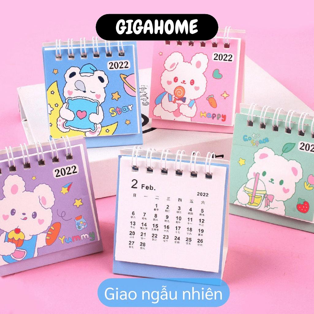 Lịch Để Bàn GIGAHOME Lịch Mini Để Bàn Trang Trí Siêu Dễ Thương Năm 2022, Nhỏ Gọn 10505