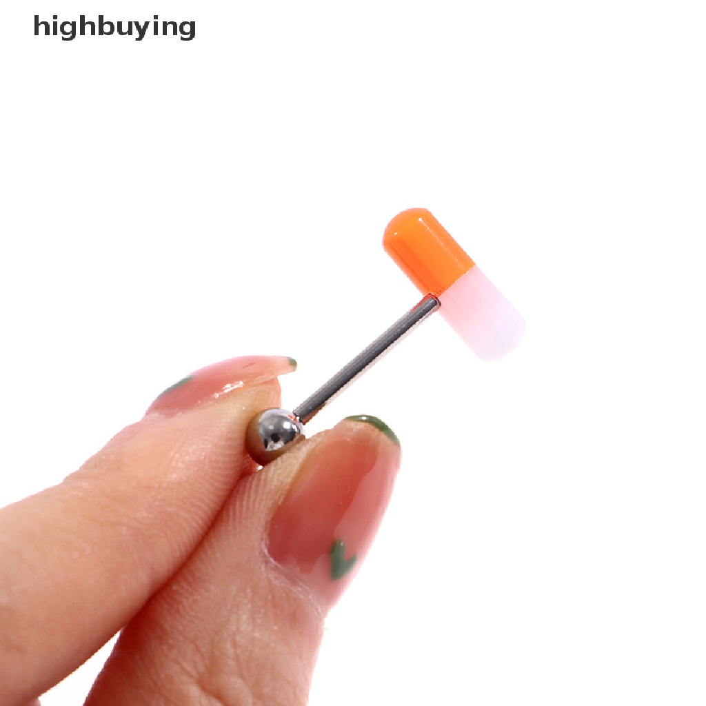 HBVN Belle 10pcs/lot Colorful Capsule Tongue Rings Acrylic Pill Tongue Piercing Ring Punk Modish