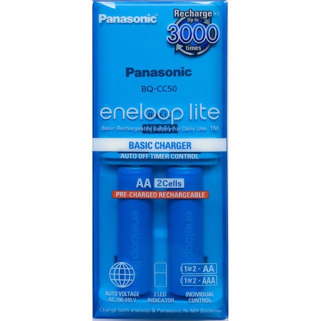 Bộ Sạc Pin Cao Cấp Panasonic Kèm 2 Pin AA Eneloop