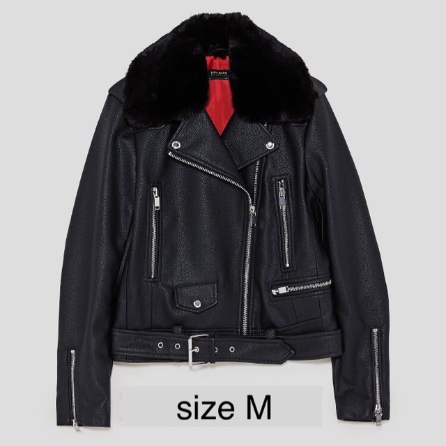Áo da zara cổ lông aut