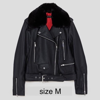 Áo da zara cổ lông aut