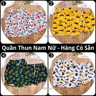 Quần Thun Nam Nữ - Logo, Batman Vàng Trắng Đen - Quần Hoạ Tiết Hoạt Hình, Trái Cây Hawaii Đi Biển