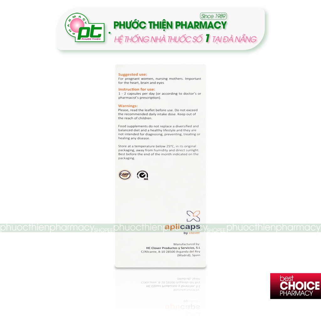 Viên uống bổ sung DHA cho phụ nữ mang thai Aplicaps Hymega hộp 30 viên - Viên DHA cho bà bầu