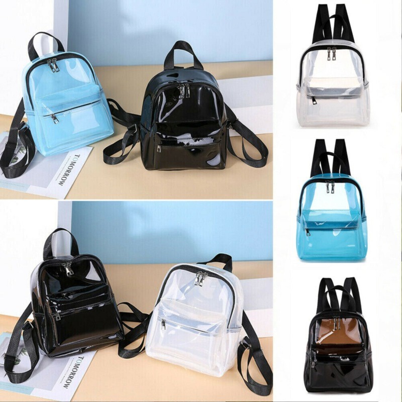 Ba Lô Mini Trong Suốt Siêu Nhẹ Bằng Nhựa PVC Chống Thấm Nước Cho Nữ