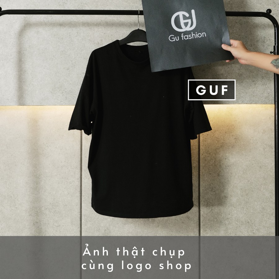 Áo Thun Trơn Nam Nữ Form Rộng Màu Đen Trắng Unisex Chất Mát Cao Cấp Không Xù Nhão GUF | BigBuy360 - bigbuy360.vn