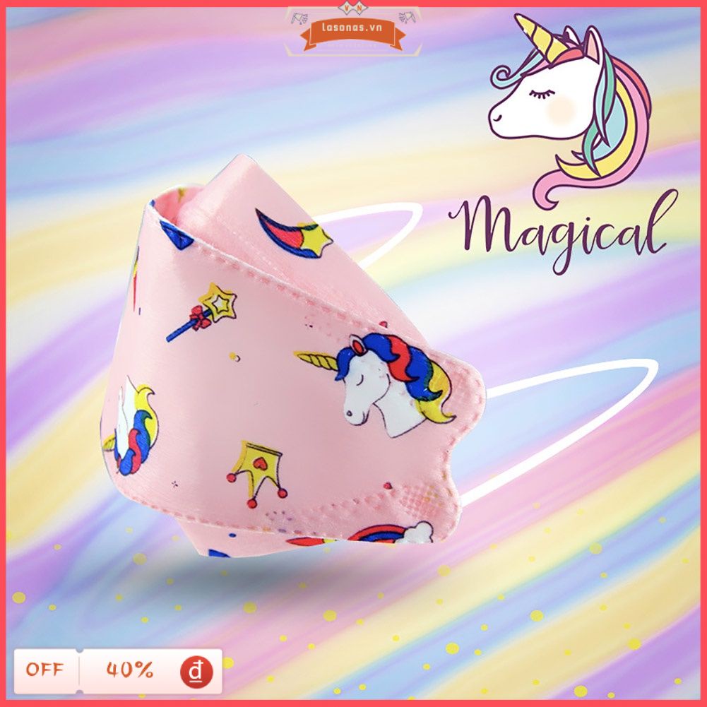 Set 10 khẩu trang KF94 3D in họa tiết hoạt hình xinh xắn dành cho bé