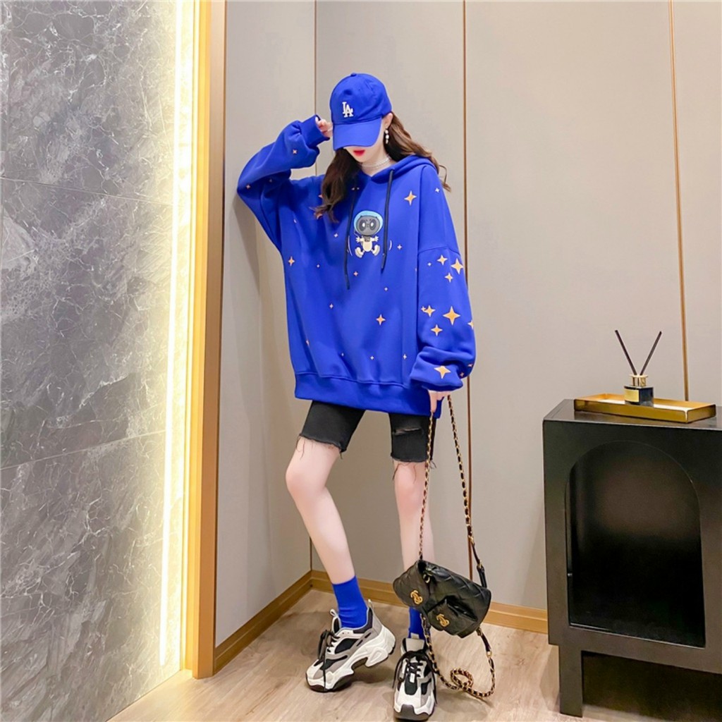 Áo Khoác Nữ Hoodie Nỉ Lyn House In Hình Phi Hành Gia Form Rộng Unisex Có 3 Màu Đen Trắng Xanh | BigBuy360 - bigbuy360.vn