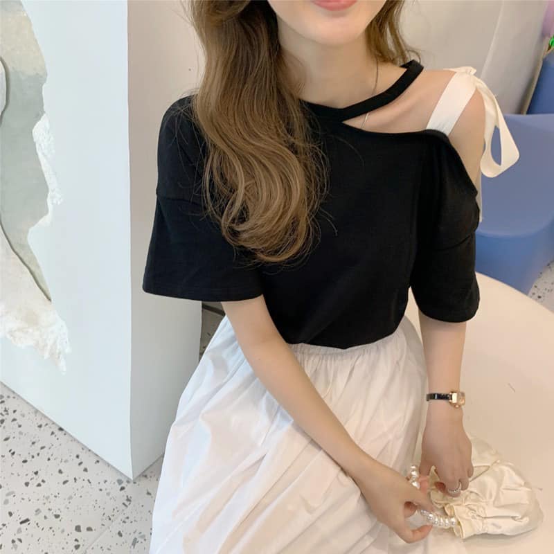 Áo thun tay lỡ khoét cổ nữ, áo phông unisex form rộng chất cotton mát mịn thấm hút mồ hôi XƯỞNG MAY TC2