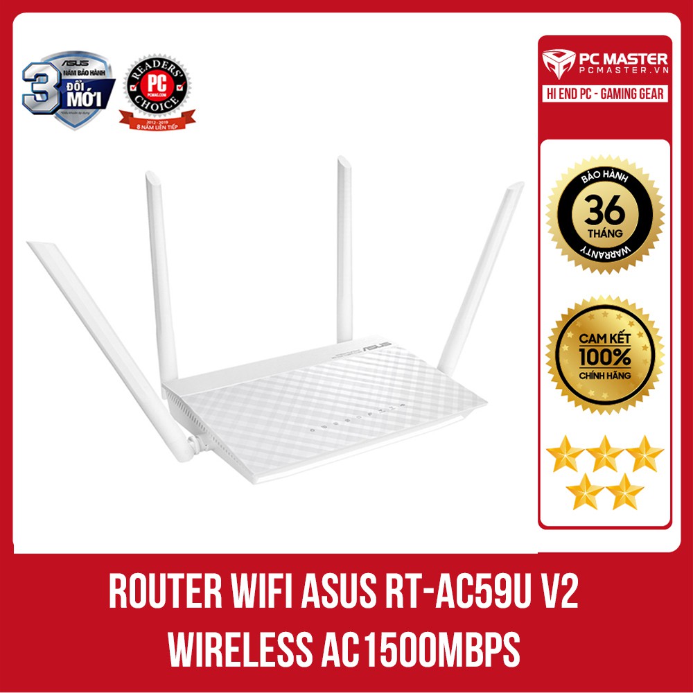 Router wifi ASUS RT-AC59U V2 Wireless AC1500Mbps - Hàng chính hãng - Chất lượng cao, có bảo hành