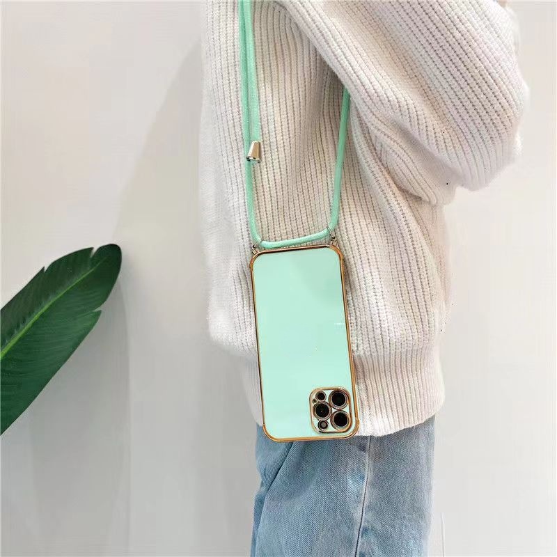Ốp Điện Thoại Mạ 6D Có Dây Đeo Cho Iphone 7 8 SE 2020 X Xs XR Xs Max 11 12 13 Pro 11 12 13 Pro Max