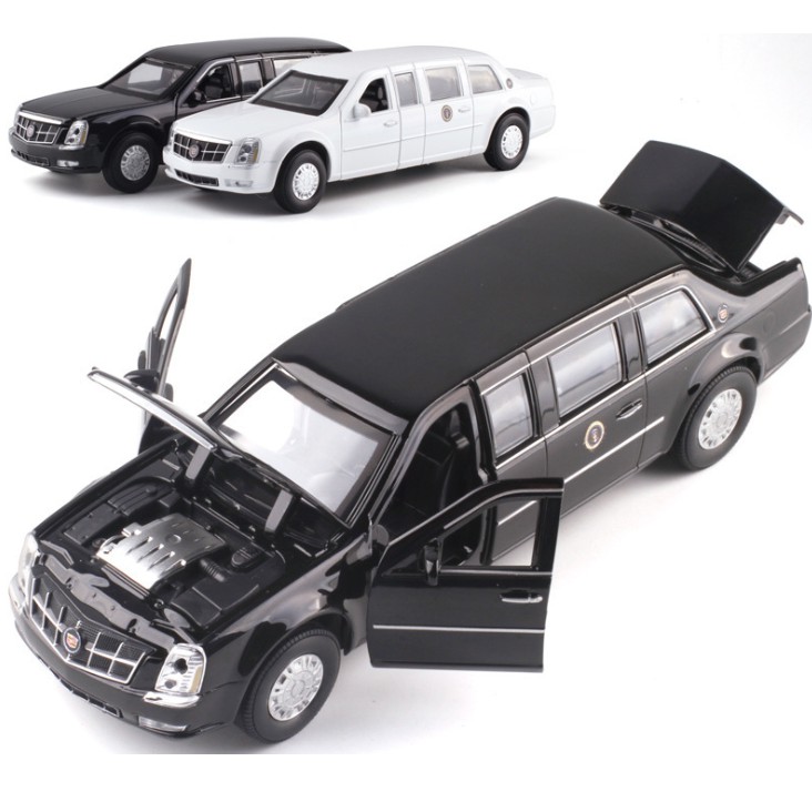 Xe mô hình ô tô Cadillac Presidential limousine tỉ lệ 1:32 xe bằng sắt chạy cót xe