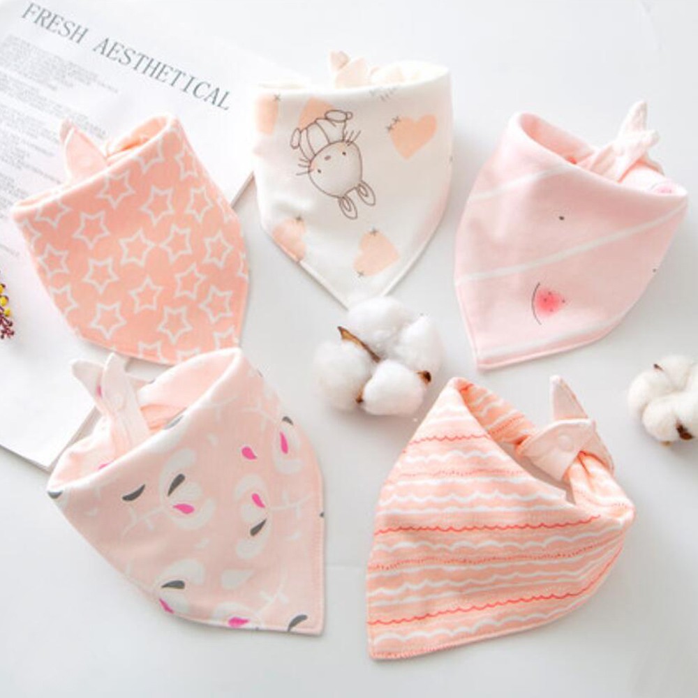 Bộ 5 yếm ăn cotton mềm mại hình tam giác dành cho em bé