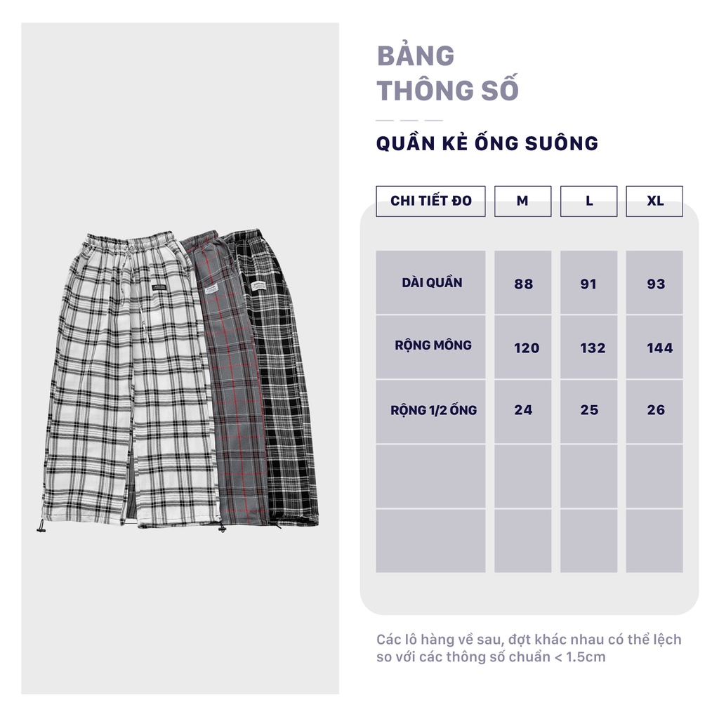 Quần kẻ caro ống rộng City Cycle - Quần dài nam nữ Unisex dáng suông Local Brand.