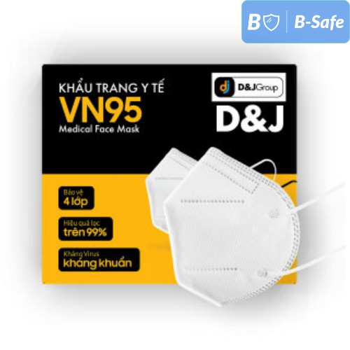 [COMBO 5] KHẨU TRANG N95 VN95 D&amp;J (10 cái/ hộp - trắng) HÀNG CAO CẤP FAMAPRO - BẢO VỆ HÔ HẤP - DJ - D&amp;J CARE