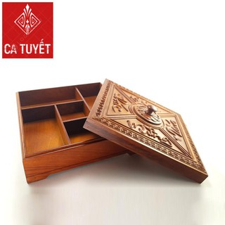 [FREESHIP] Khay (hộp) đựng bánh mứt kẹo bày tết bằng Gỗ hương (Hàng loại 1) Nắp vuông - Chúc Mừng Năm Mới