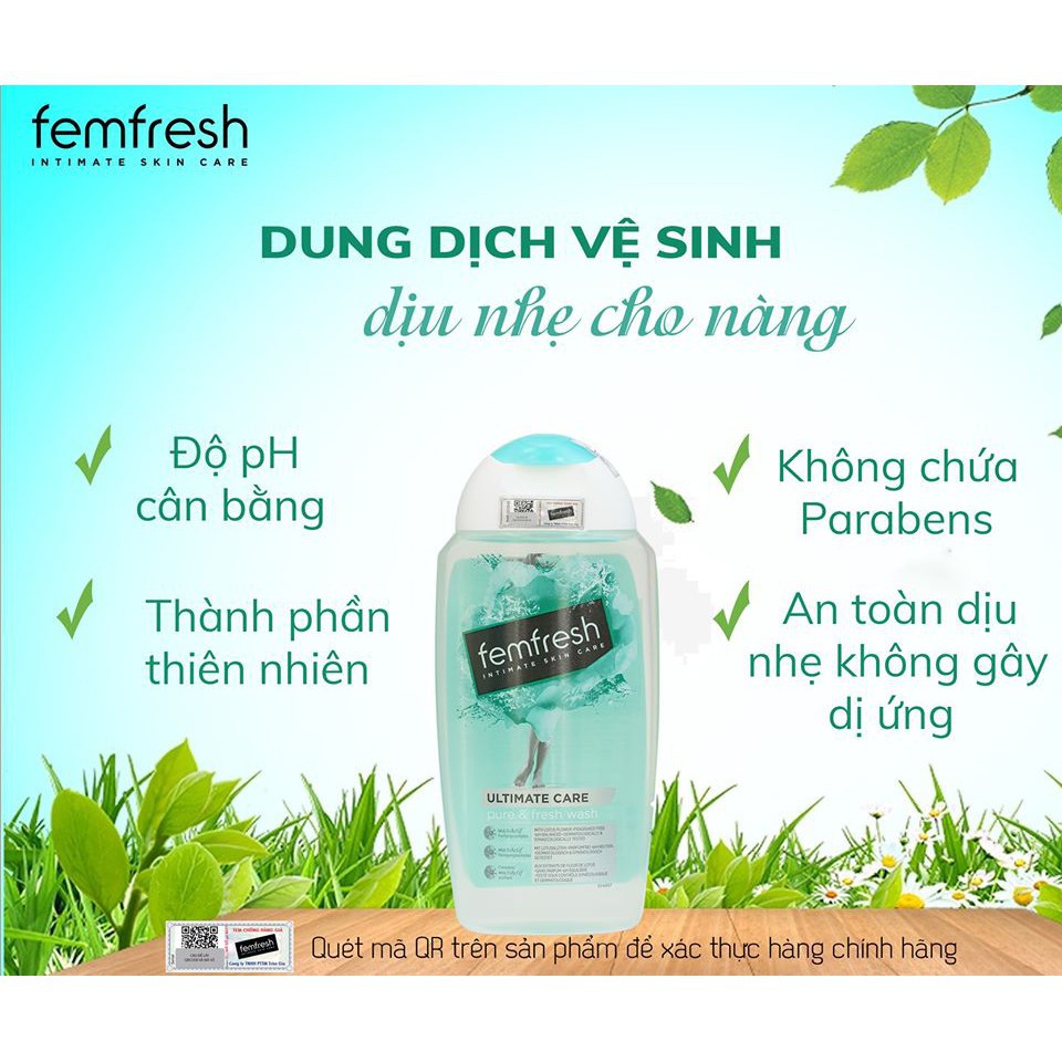 Dung Dịch Vệ Sinh Phụ Nữ Cao Cấp Femfresh Pure &amp; Fresh Wash 250ml