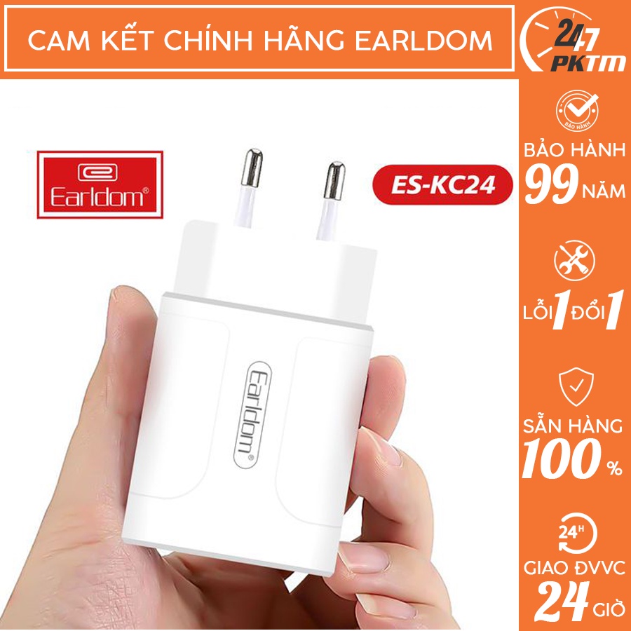🛑CHÍNH HÃNG EARLDOM🛑 Củ Sạc Hỗ Trợ Sạc Nhanh 18w Earldom có kèm dây sạc ES-KC24 | Phụ Kiện Thông Minh 247 VN