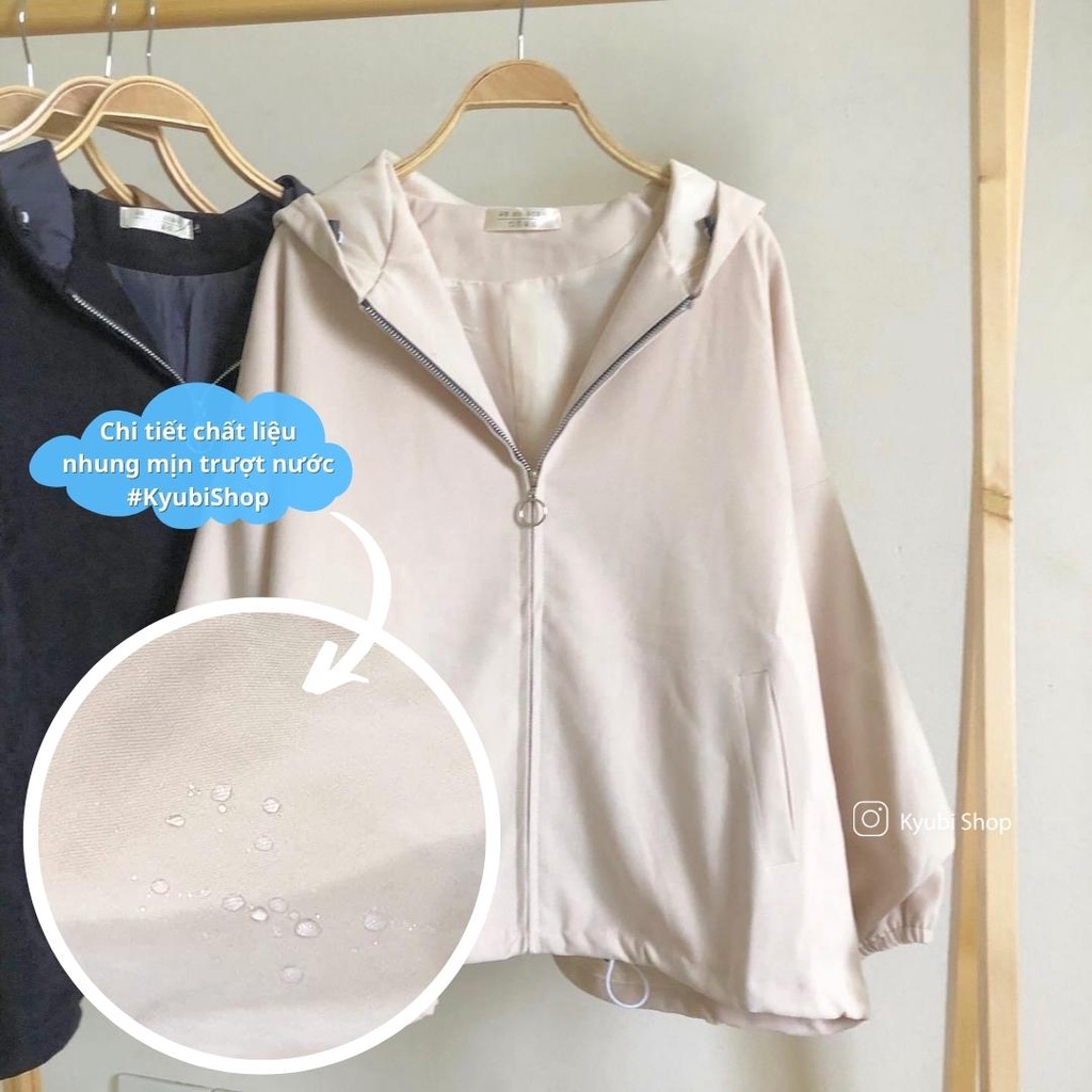 Áo khoác zip tay bồng form ulzzang chất nhung mịn Quảng Châu Cao Cấp  - KYUBI AKU99