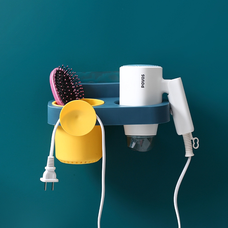 Round point style Hair Dryer Holder, Hole-free Hair Dryer Rack Bathroom Hair Dryer Storage Rack