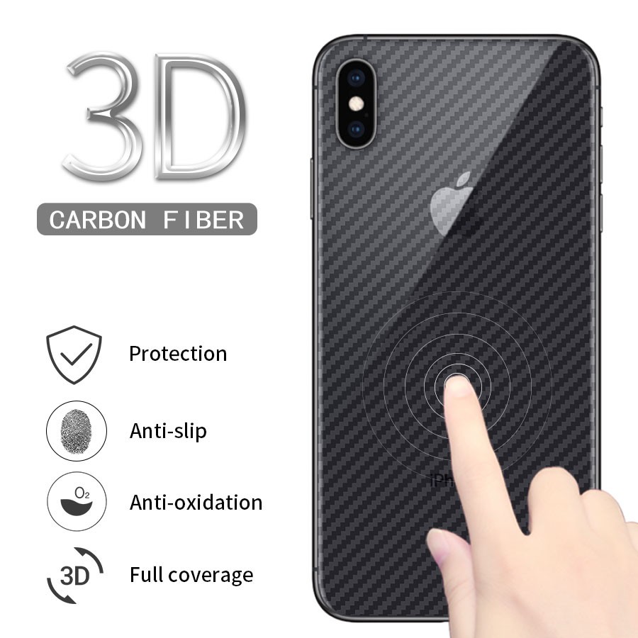 Bộ 5 miếng dán mặt lưng sợi carbon bảo vệ toàn diện Cho iPhone 6 6S 7 8 Plus SE X XS XR 11 Pro Max 12 Mini