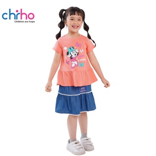 Áo Tshirt Bé Gái Cổ Tròn CHIHO Chất Vải Cotton Thoáng Mát, In Minnie Và Nơ Dễ Thương Dành Cho Bé 8-13 Tuổi GTS217R