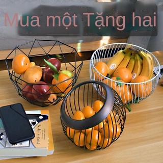 DSắt rèn giỏ trái cây thoát nước thời trang phòng khách bàn cà phê đĩa nhà sáng tạo chậu lưu trữ đồ ăn nhẹ đựng phong cá