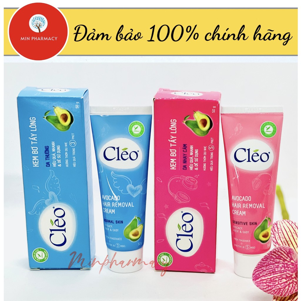 Kem Bơ Tẩy Lông CLEO Xanh cho Da thường, sạch lông trong 5 phút Tuýp 50g - Minpharmacy