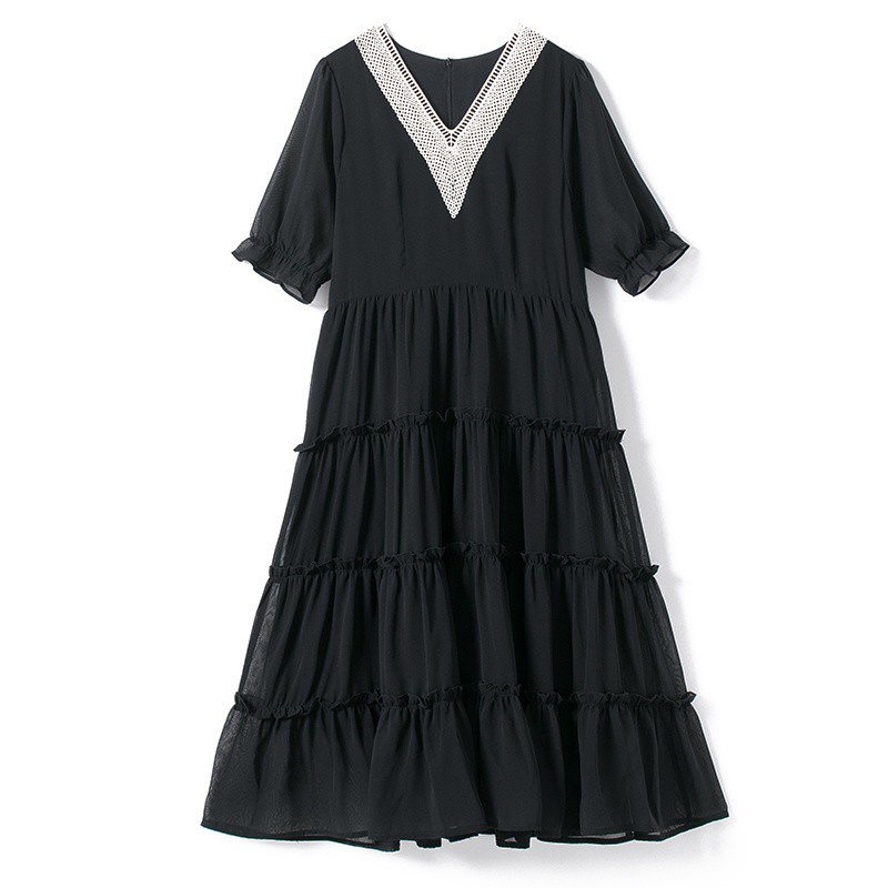 Đen Đầm Chiffon Cổ Chữ v Dáng Ôm Phong Cách Thời Trang Pháp Dành Cho Nữ 2021 | BigBuy360 - bigbuy360.vn