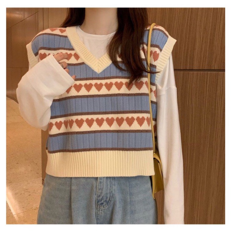 Áo Gile Nữ FreeSize, Gile Len Nữ GUMAX Họa Tiết Trái Tim Dễ Thương Phong Cách Thời Trang Trẻ Trung | BigBuy360 - bigbuy360.vn