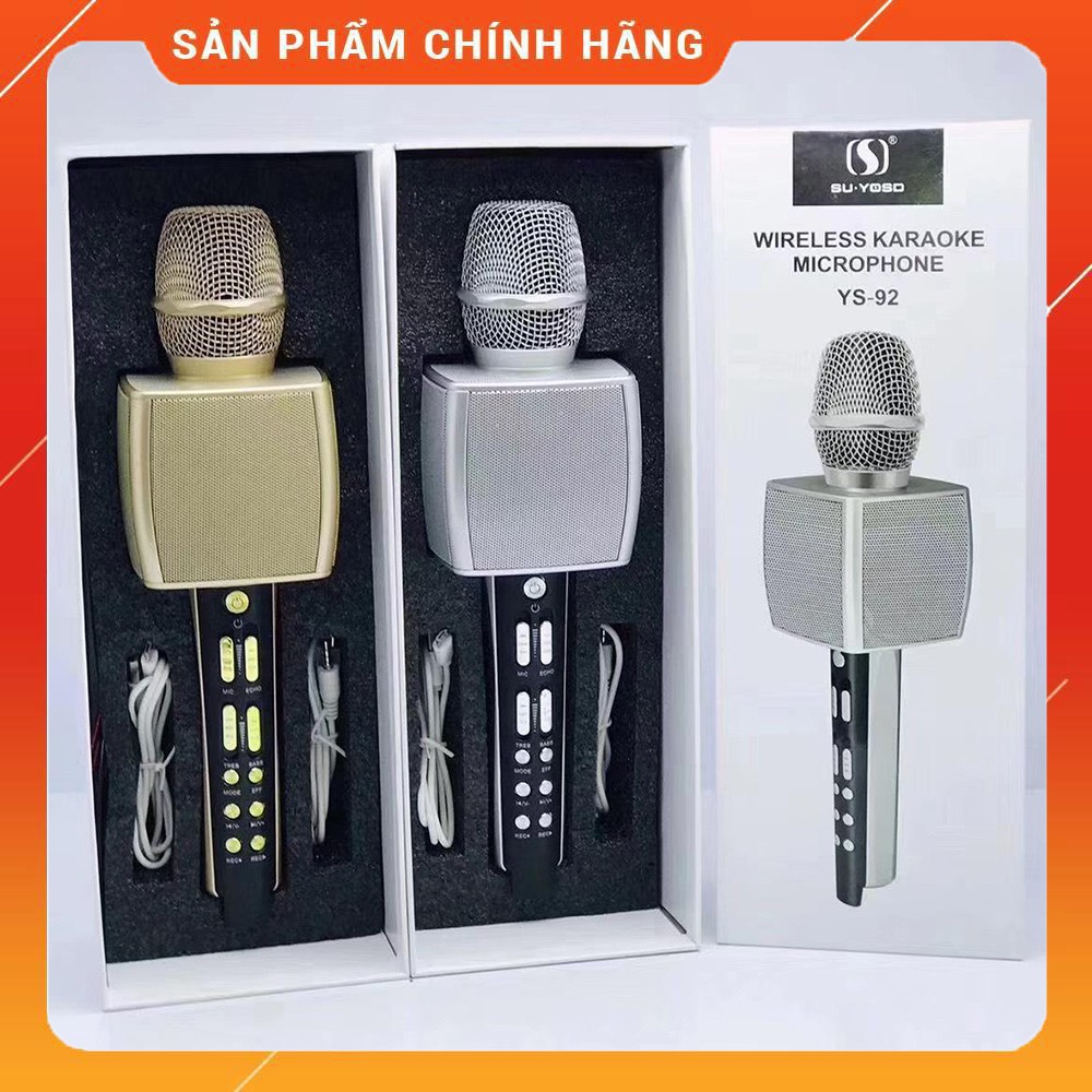 [GIÁ SỐC] MIC KARAOKE YS-92 KẾT NỐI BLUETOOTH KHÔNG DÂY HỖ TRỢ THU ÂM PASS CHUẨN- BH 6 THÁNG