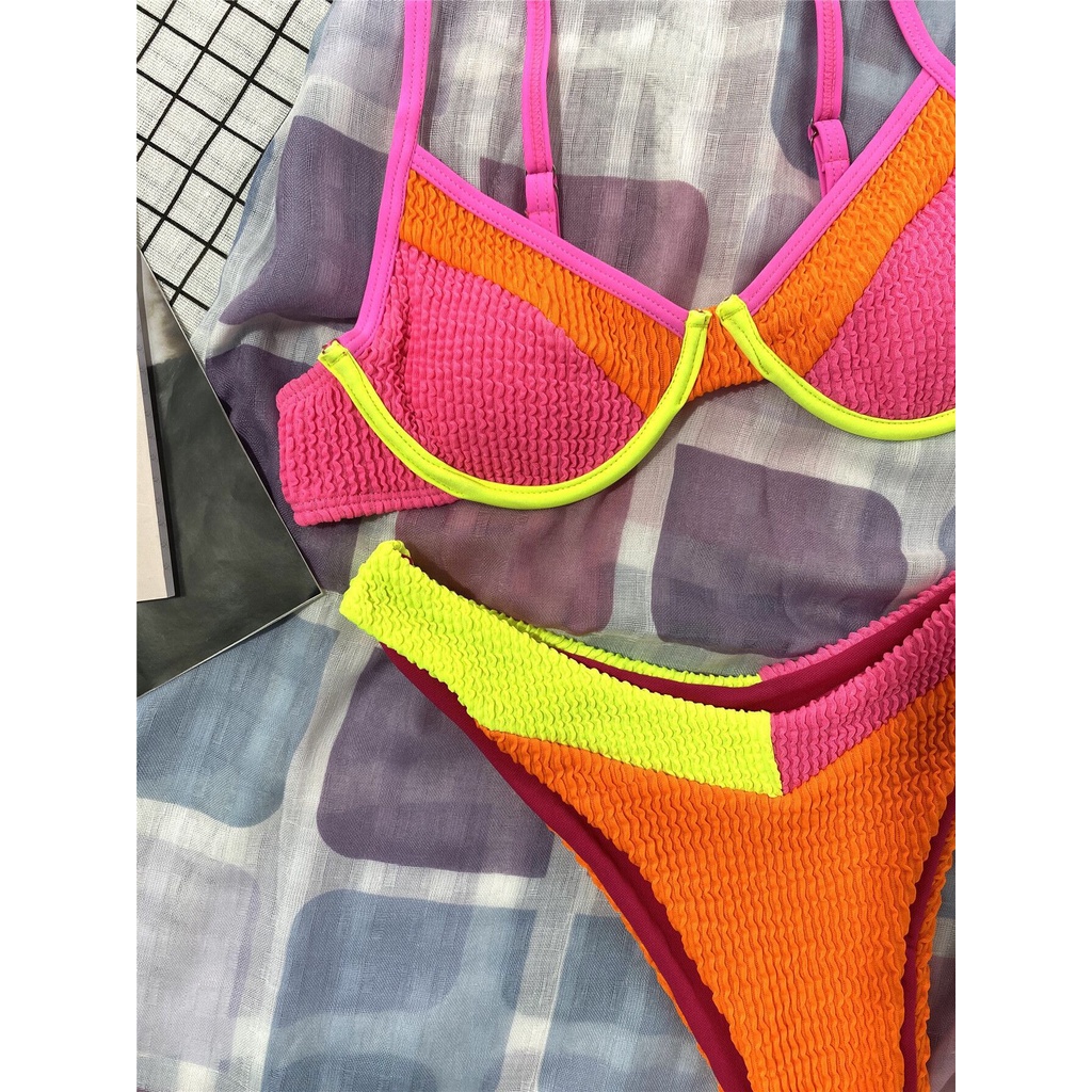 Bộ Bikini Hai Mảnh Màu Cam Neon Có Đệm Nâng Ngực Zms48 | BigBuy360 - bigbuy360.vn