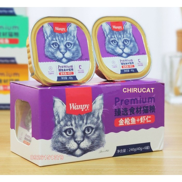 Pate Wanpy Premium Cá Ngừ,Cá Hồi,Tôm,Gà,Cá Tuyết Mix Vị 40 gr