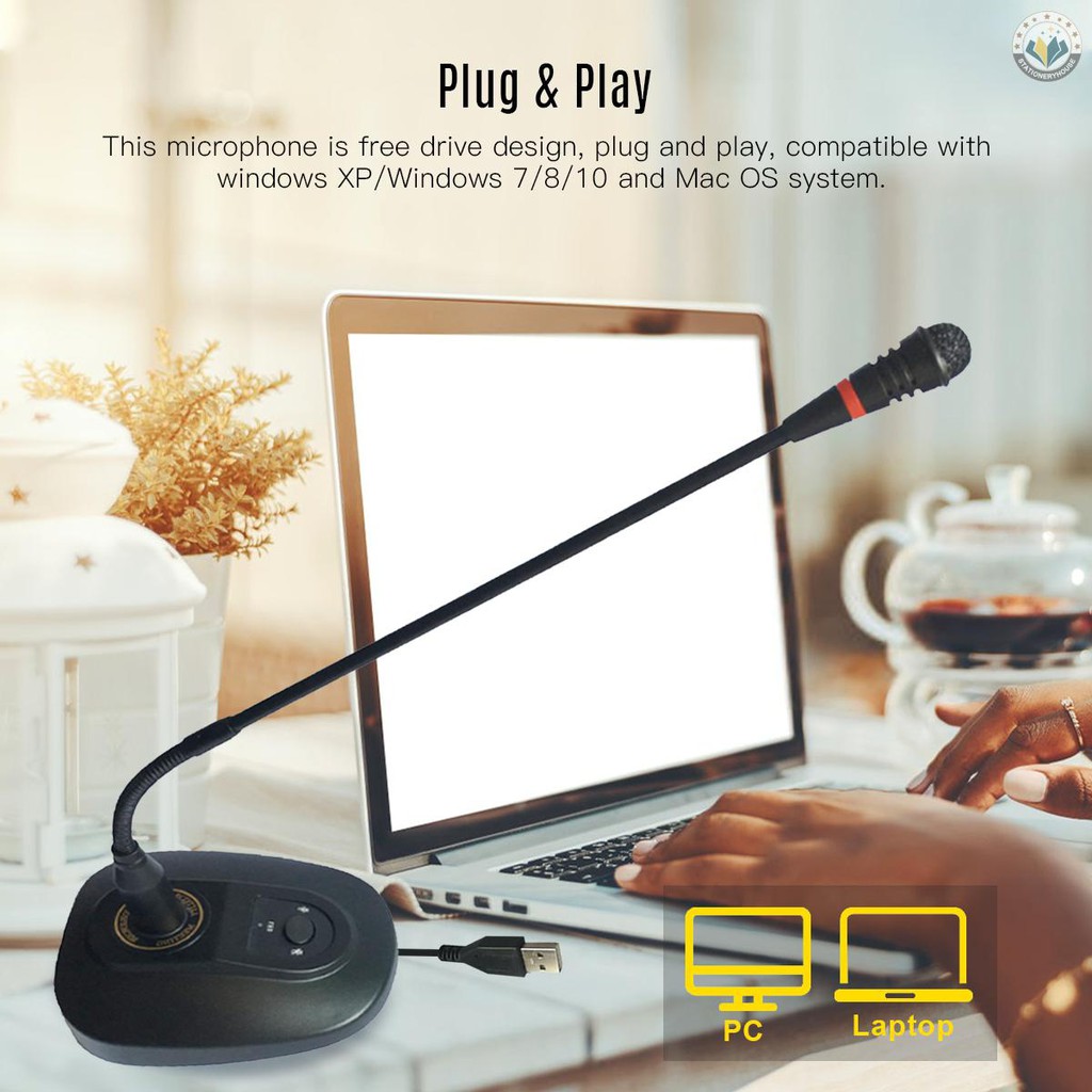 Micro để bàn có dây USB với cần cổ điều chỉnh được dành cho chơi game/ live stream/ ghi âm/ hội họp/ trò chuyện