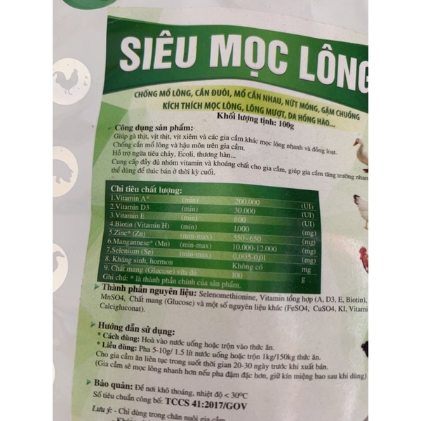 100g SIÊU MỌC LÔNG - chống mổ lông, lông mượt, da hồng hào, nứt móng