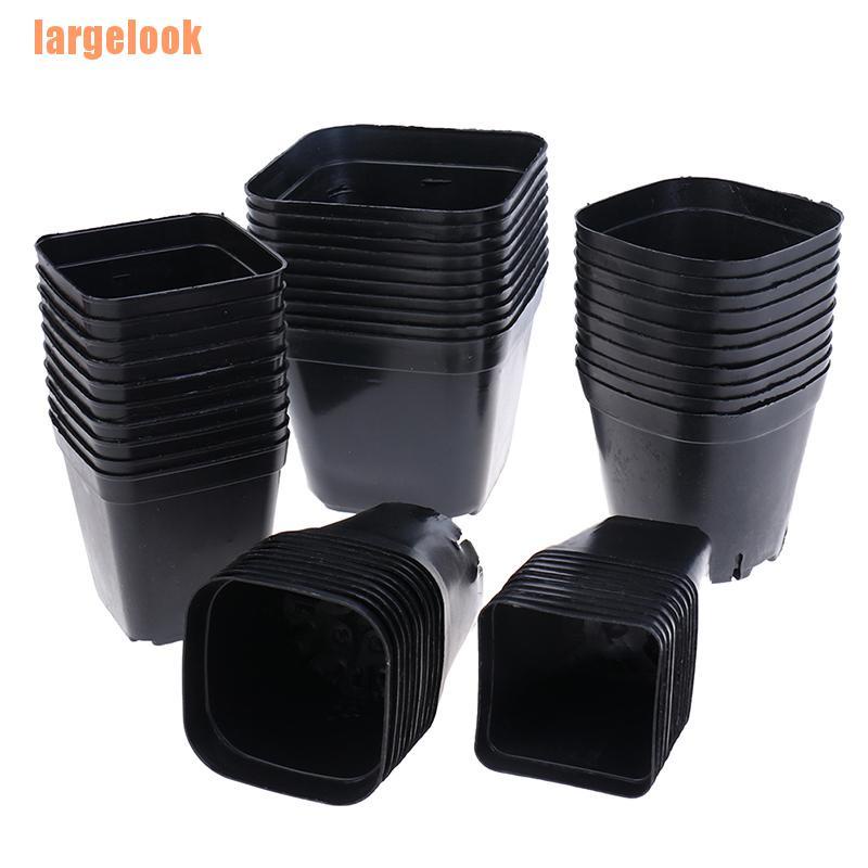 Bộ 10 chậu cây bằng nhựa dáng vuông nhỏ màu đen tiện dụng