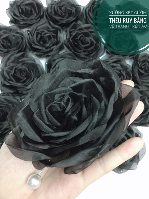 [Mã FATET20Cài áo hoa hồng voan mỹ handmade size 12cm