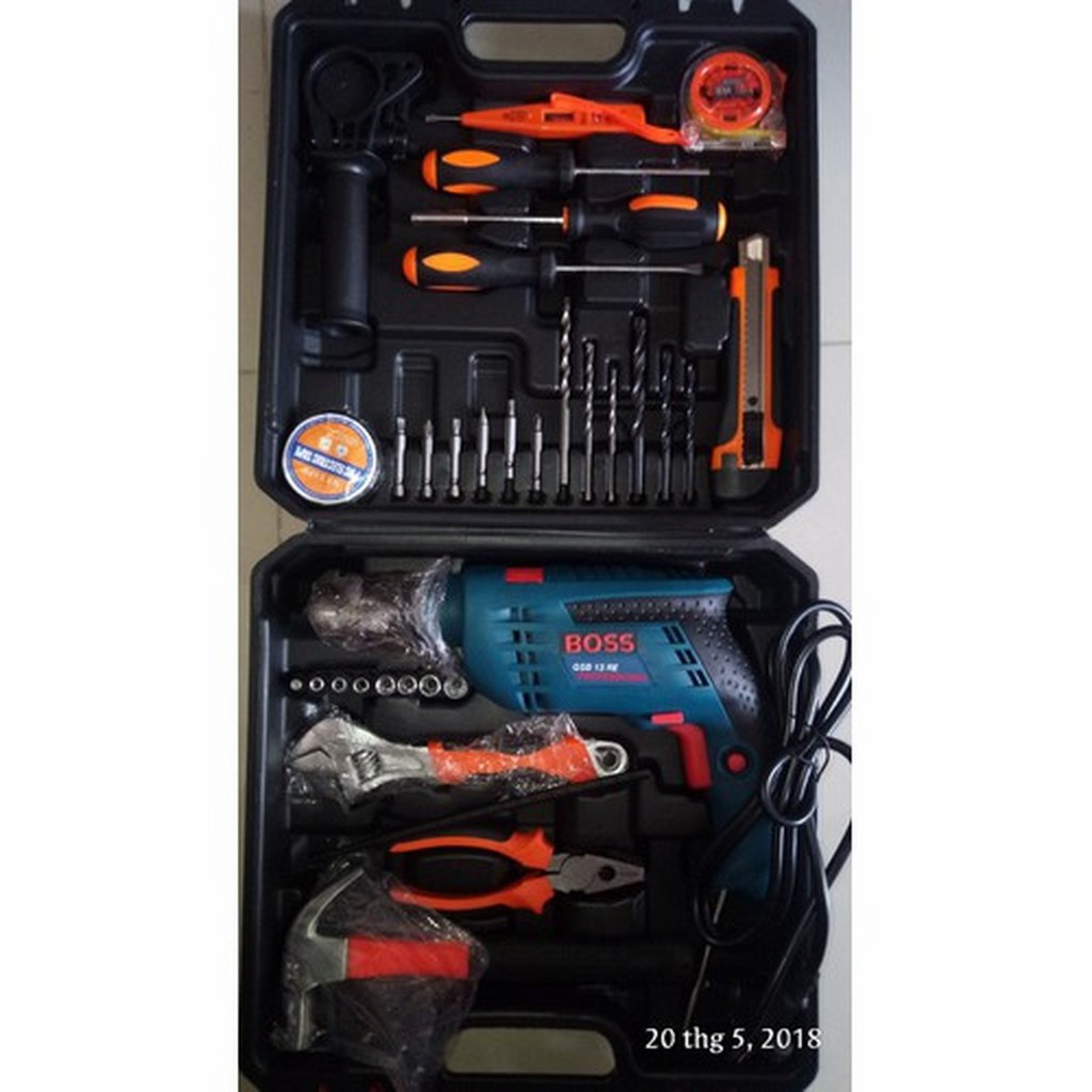 BỘ MÁY KHOAN BOSS 13RE 1400W _ ĐẦY ĐỦ ĐỒ NGHỀ