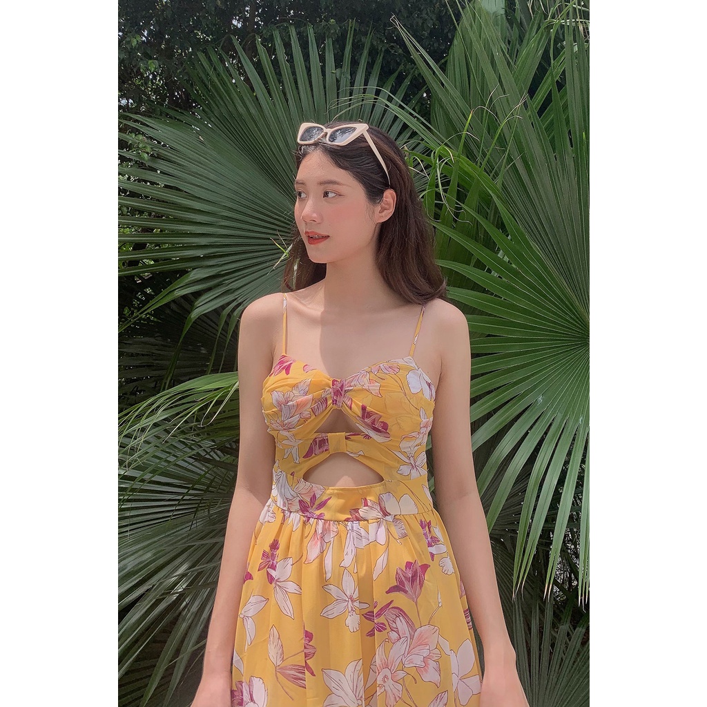 Đầm Maxi LAMER Xòe 2 Dây Nhún Gấu L63M22H042