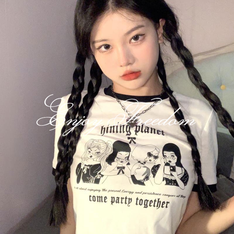 Enjoy Freedom Áo Thun Tay Ngắn Hở Rốn Quyến Rũ Cho Nữ áo croptop