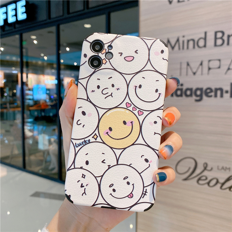 Ốp điện thoại da silicon mềm họa tiết mặt cười cho iPhone 12 Pro Max ip11 X XR 7 8 Plus Xs Max | BigBuy360 - bigbuy360.vn