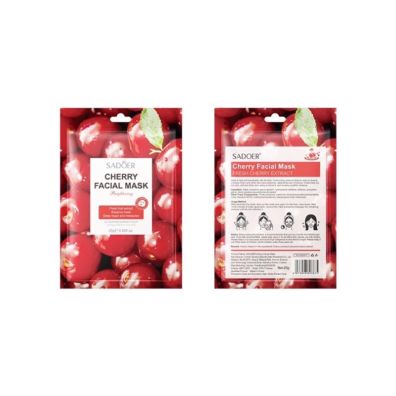 Mặt nạ thực vật trái cây Cam , Việt Quất , Kiwi, Chanh, Cherry, Cafe