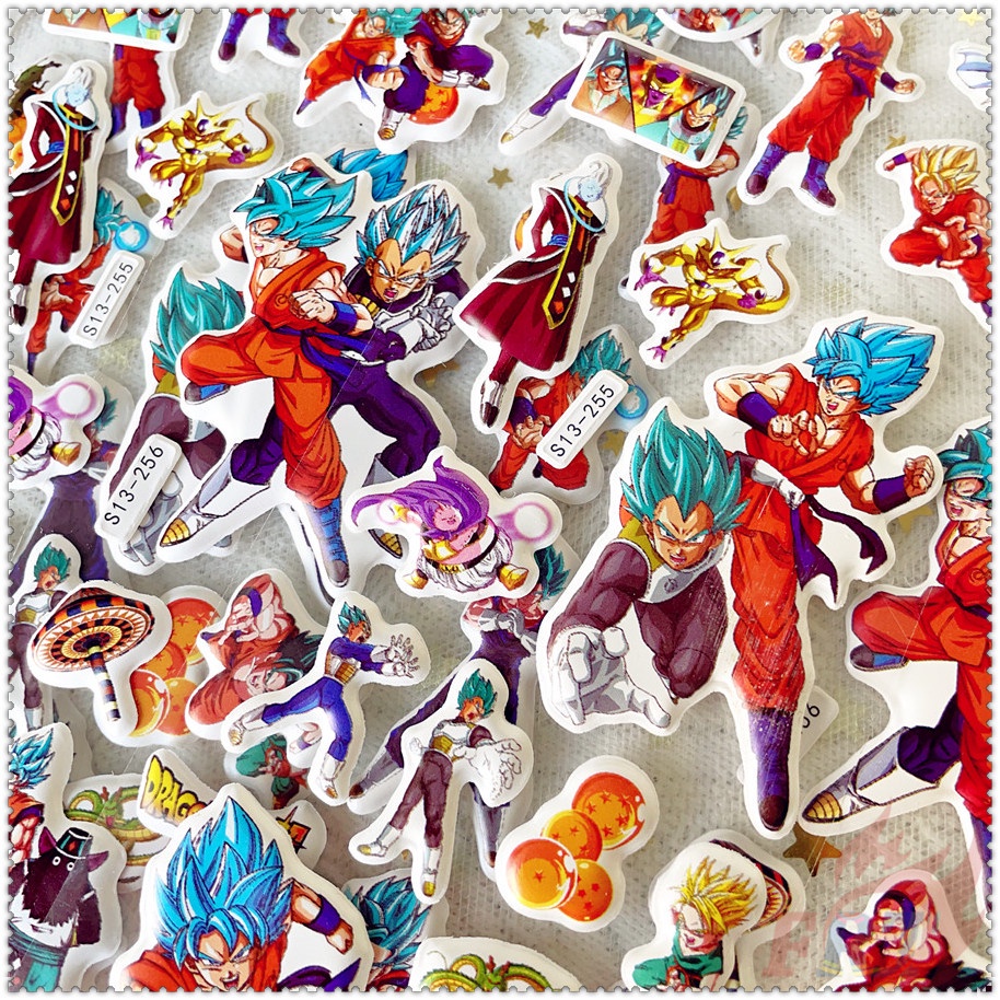▶ Bộ 5 Tấm Sticker Dán Phần Thưởng Nhân Vật Hoạt Hình DRAGON BALL Q-1 ◀ Miếng Dán PVC 3D Chống Thấm Nước Chất Lượng