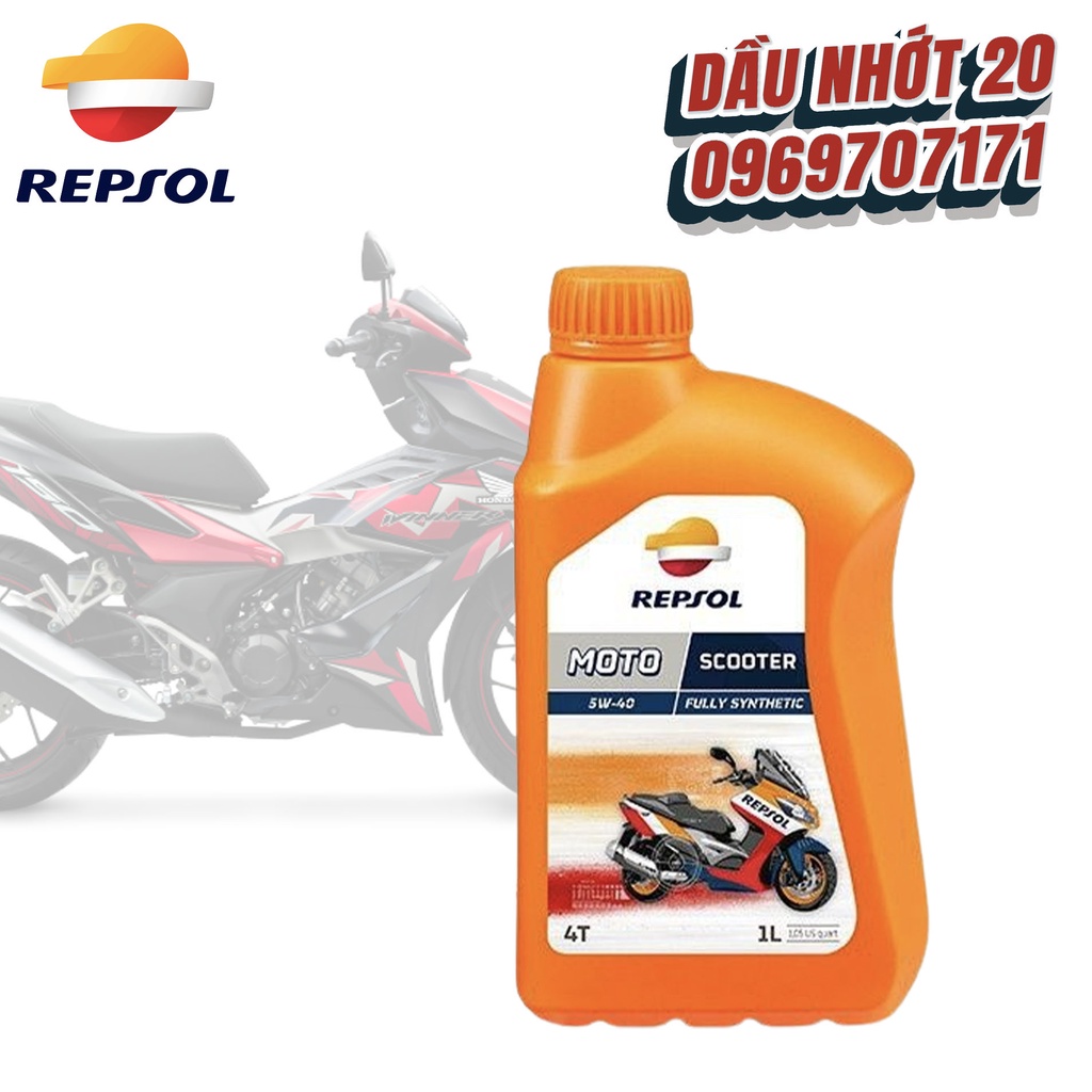[Mẫu mới] Nhớt Repsol Scooter Fully Synthetic 5W40 1L, nhớt cao cấp dành cho xe tay ga