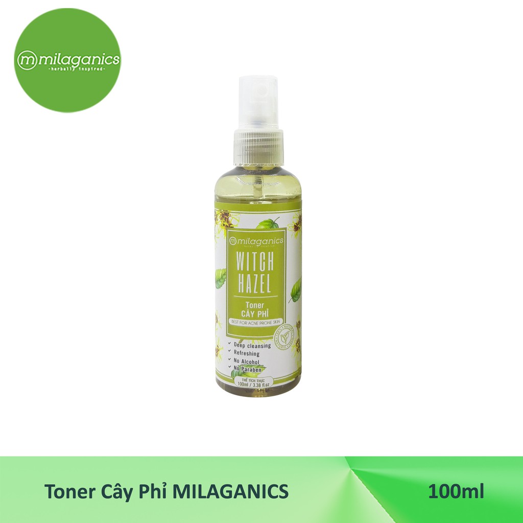 Toner Cây Phỉ Se Khí Lỗ Chân Lông, Phục Hồi Da Mụn Milaganics 100ml | BigBuy360 - bigbuy360.vn